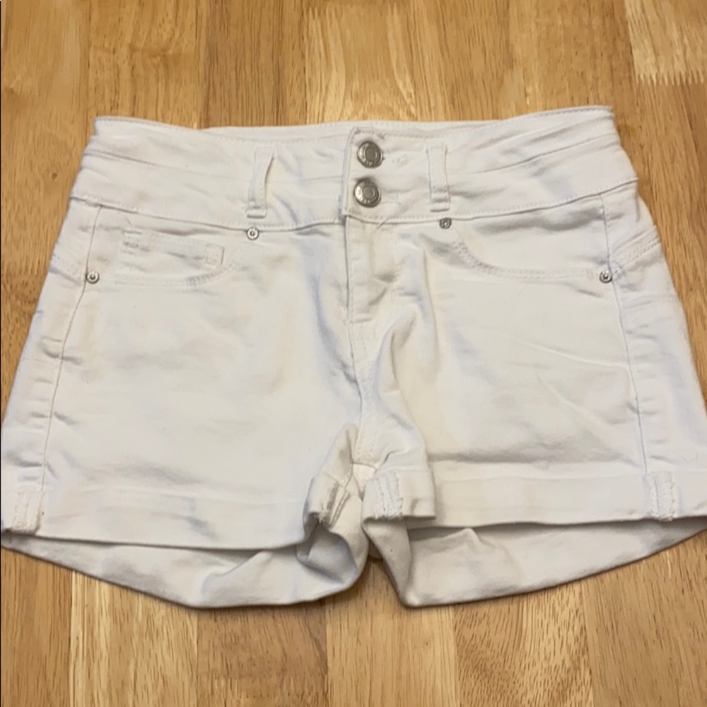 White jean shorts